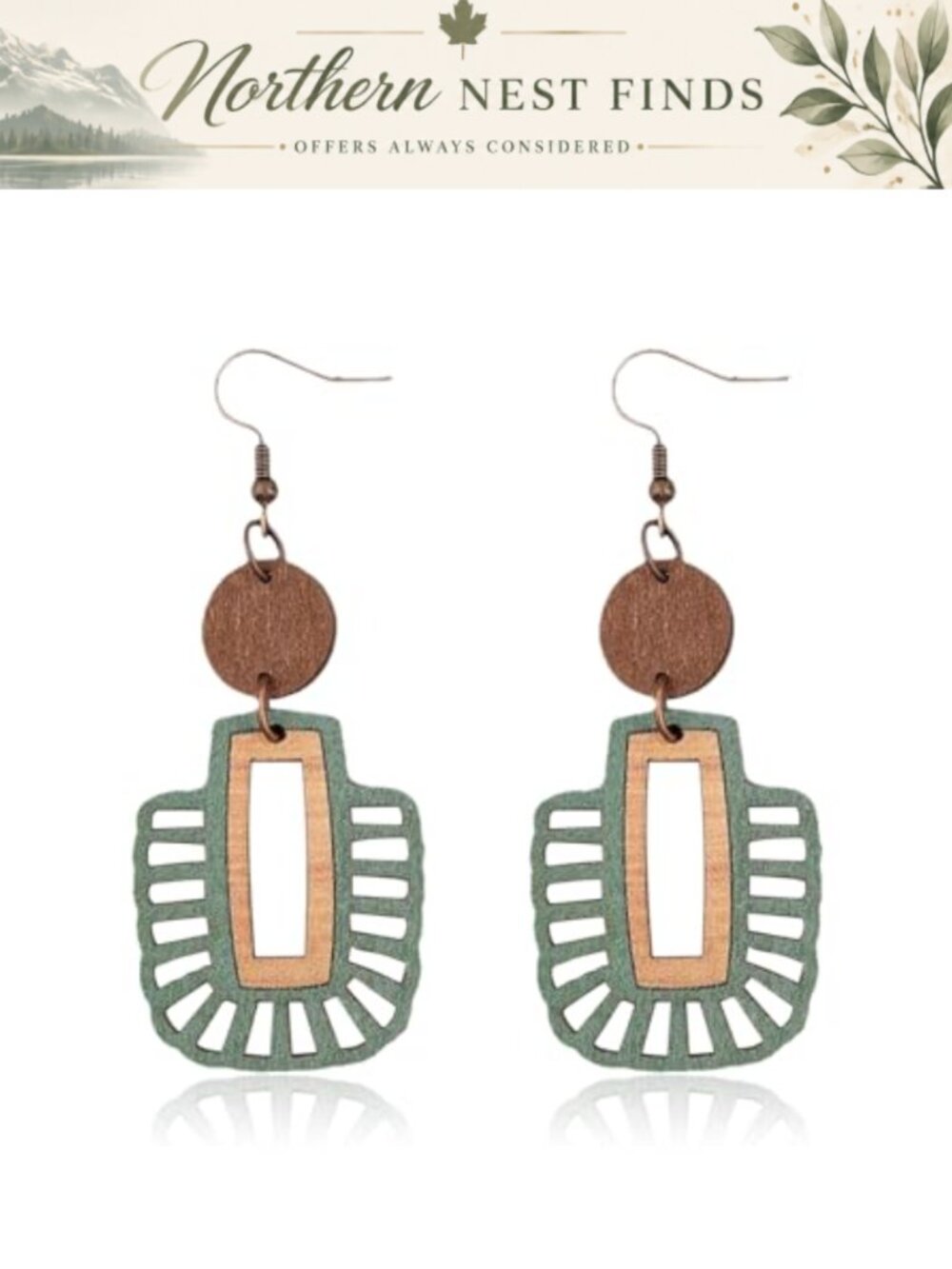Boho Wooden Dangle Earrings Geometric Drop Jewelry for Women Trendy